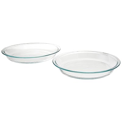 Pyrex 6001003 Glass Bakeware Pie Plate 9" x 1.2" Pack of 2, 5.2, Clear
