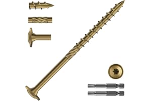 SG TZH #14 x 4 Inch Lag Screws (140Pcs) 4lb. Structural Wood Screw, Bronze, Carbon Steel, Washer Head, Rust Resistant epoxy Coated, T30 Star Bit