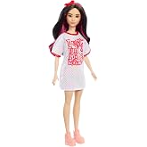 Barbie Fashionistas Doll #214, Black Wavy Hair with Twist &lsquo;n&rsquo; Turn Dress &amp; Accessories, 65th Anniversary Collectible Toy