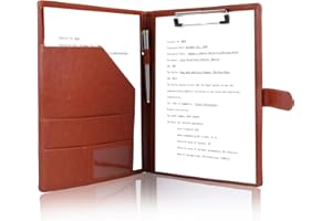 Tiankool Padfolio Portfolio Folder Binder -Faux Leather Portfolio Folder with Cover for A4 Notepad Holder, Business Portfolio for Resume, Legal Pad, Interview, Letter-size Padfolio for Women/Men,Brown