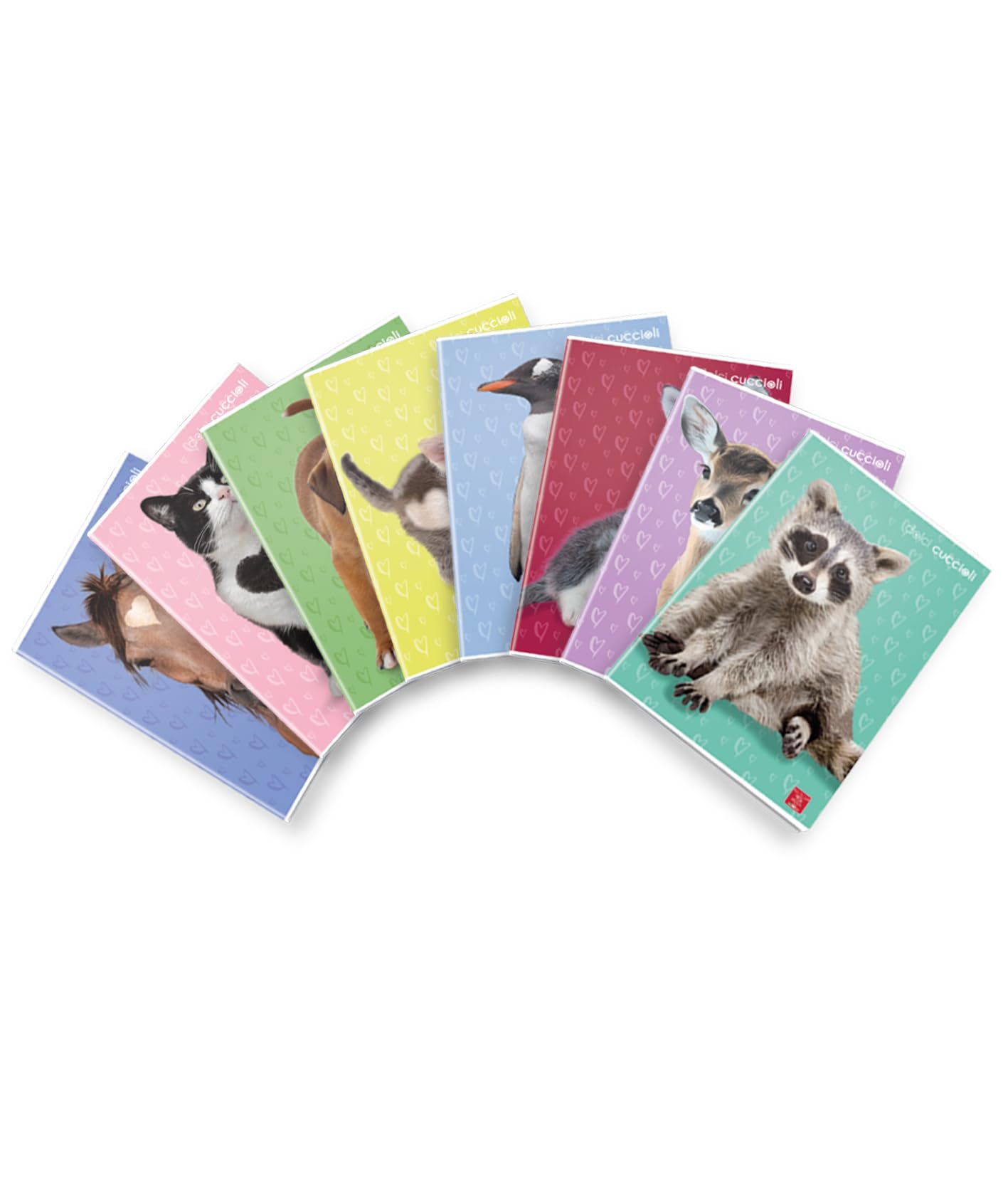 Pigna, Maxi Notebook Dolci Puppies, A4 21 x 29.7 cm, 80 Pages + Lapel, Paper 80 g/m², Interior 0A, Lines I and II Elementary, Assorted Covers, 10 Pieces