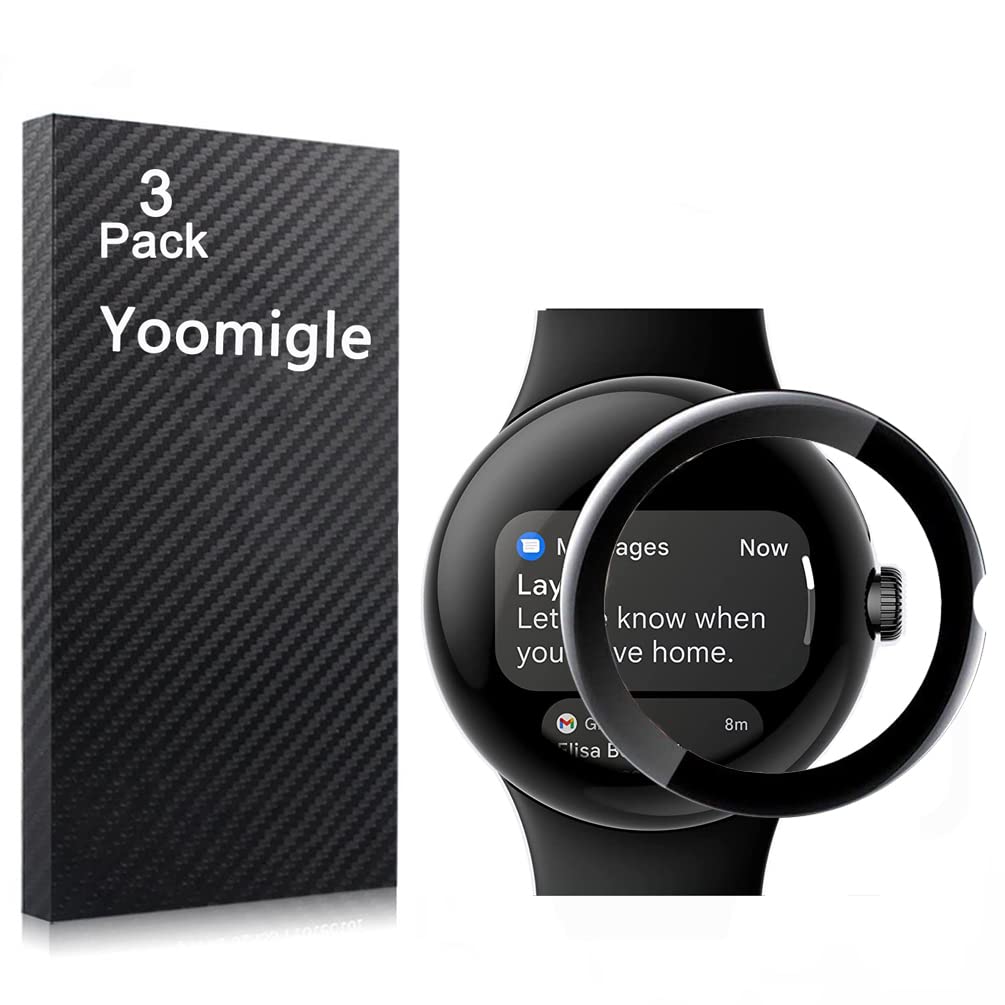 Yoomigle 3 Pack Compatible with Google Pixel Watch Screen Protector Film Compatible with Google Pixel Smart Watch Screen Protectors Foils 3D Full Coverage Screen Cover Anti-Scratch