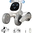 RiskOrb Remote Control Robot Dog for Kids,LED Emo Robot Toys Pet, Voice & Touch Interactive Control,Intelligent Programmable, Sing Dance Walk Robot Puppy,Record,Boys/Girls Toys for Age 5-7,8-13