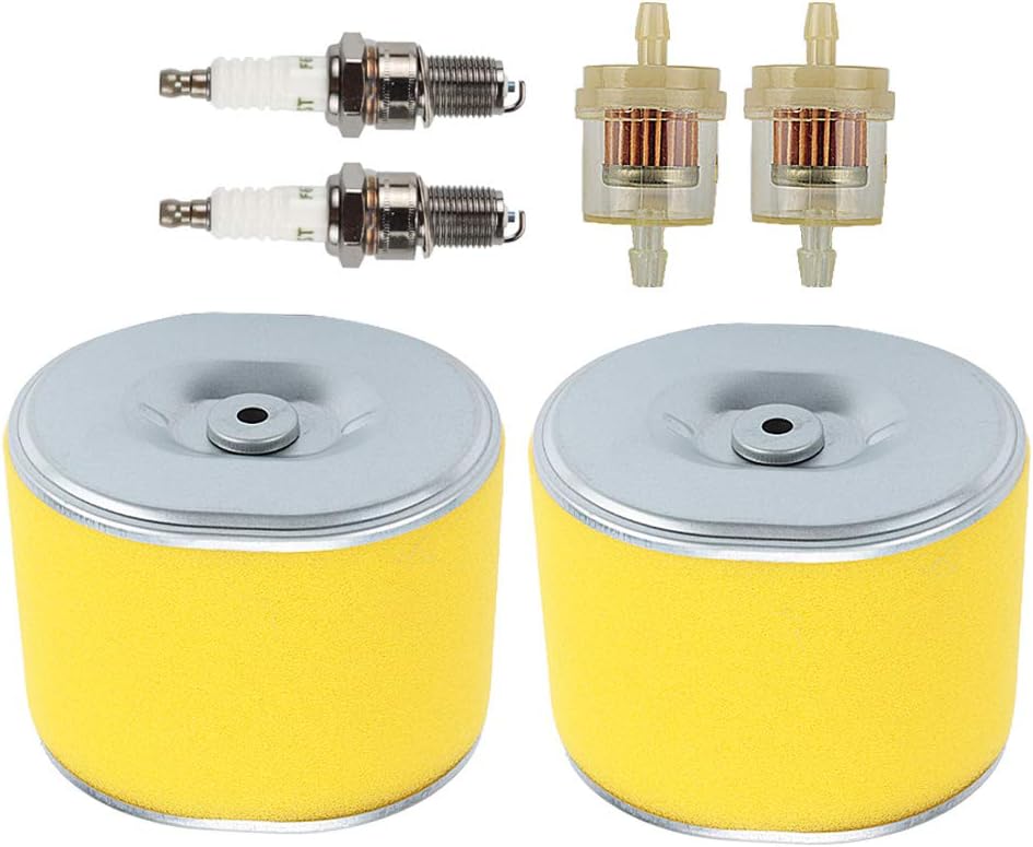 Allong Pack of 2 17210-ZE3-505 Air Filter with Fuel Filter Spark Plug for Honda GX340 GX390 13HP 11HP Lawnmower
