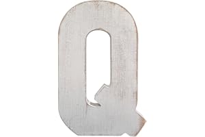 ABELOTS Large Wood Letter Distressed White Wash Alphabet Wall Décor Monogram Letter Alphabet Letters Free Standing Letters Wall Letters (Q)
