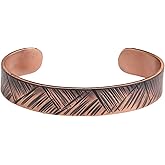 Handmade Pure Copper Bracelet for Women and Men - Thickest Copper Bracelet for Pain Relief and Stress Relief - Adjustable Carved Copper Bracelets to Fit many Size Wrist -The most ideal thickness, with a thickness of 2 mm, easy to shape.