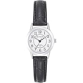 Miykon Ladies Watches for Women - Dainty Small Analog Womens Watch with Black Vegan Leather Strap - Second Hand, Ion Polished, Scratch Resistant Glass, Japanese Quartz, Waterproof to 100ft