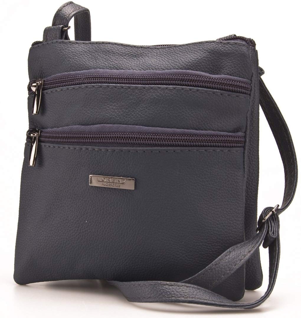 Lorenz Ladies Small Genuine Soft Leather Cross Body / Shoulder Bag (1) # 1941 - Navy