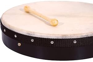 CARA & CO Professional 16” Diameter ‘Donard’ Bodhran in Plain Design with Tipper Beater Included - 3.5” Deep with Dark Green Finish