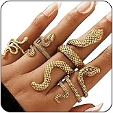 Black Snake Rings for Women Adjustable Black Snake Jewelry for Women Vintage Gothic Accessories Punk Goth Rings Set Halloween Jewelry