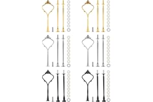 MSDADA 6 Set Tiered Tray Hardware for Cake Stand Mold Crown 3 Tier Cake Stand Fittings Hardware Holder for Wedding and Party Making Resin Cupcake Dessert Platter Serving Stand (Gold & Silver & Black, M)