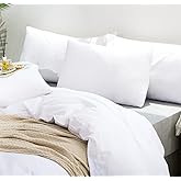 TUMEI 100% Linen King Pillow Cases(35.83"×20.08") - Set of 2 King Size Bed Pillow Cover Washed Solid Color Natural Flax Soft Breathable,White King