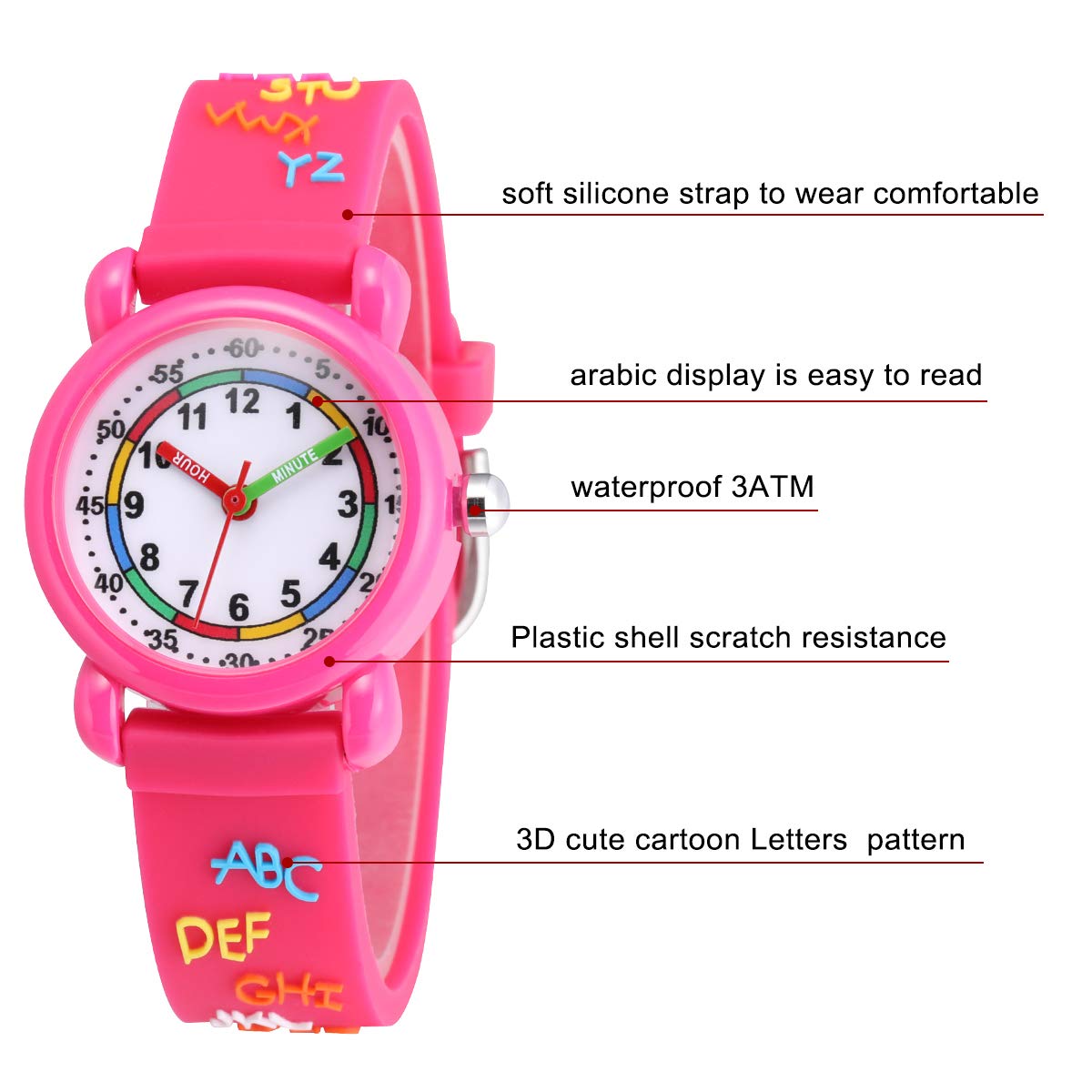 Jewtme Kids Time Teacher Watches 3D Cute Cartoon Silicone Children Toddler Butterfly Wrist Watches for Ages 3-10 Boys Girls Little Child
