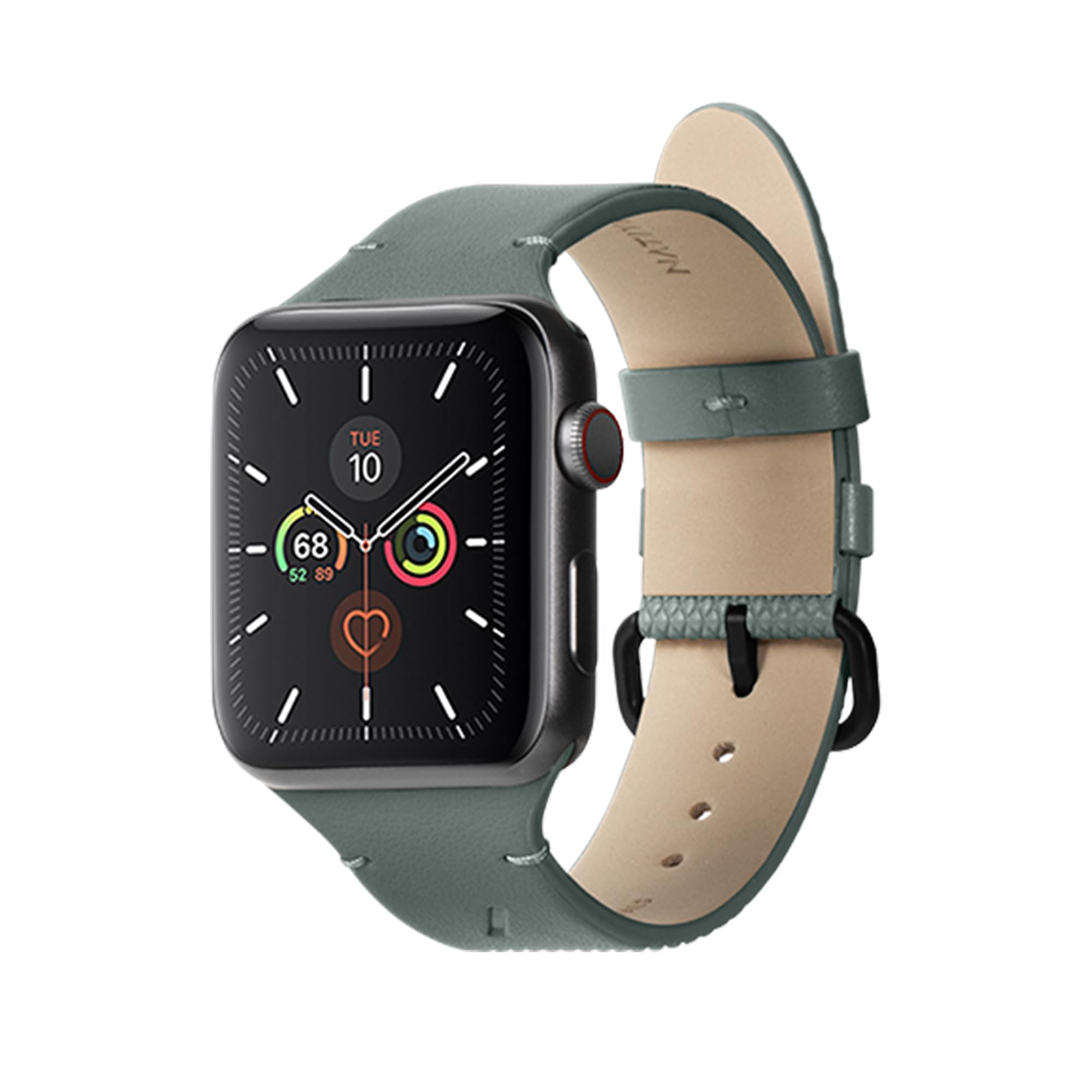Native Union (Re Classic Strap for Apple Watch 38/40/41mm – Plant-based Materials – Stainless Steel Hardware with Soft Backing – Compatible with Apple Watch Series 1–11 & SE 1-3 (Slate Green)