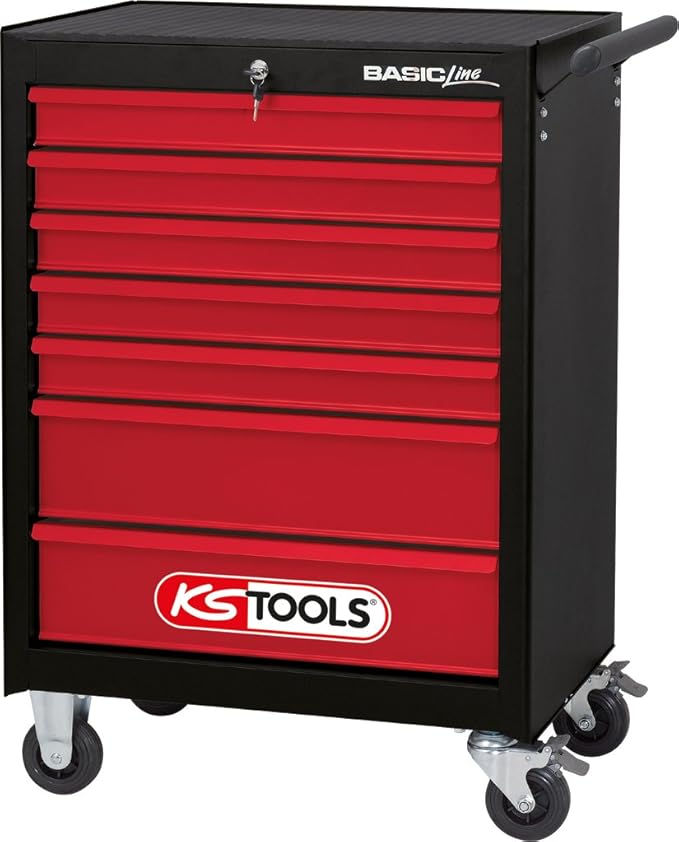 KS Tools 836.0007 BASICline tool with 7 drawers, black/red