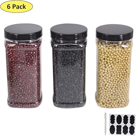 Amazon Com 6 Pack 40 Oz Large Clear Plastic Storage Jars With