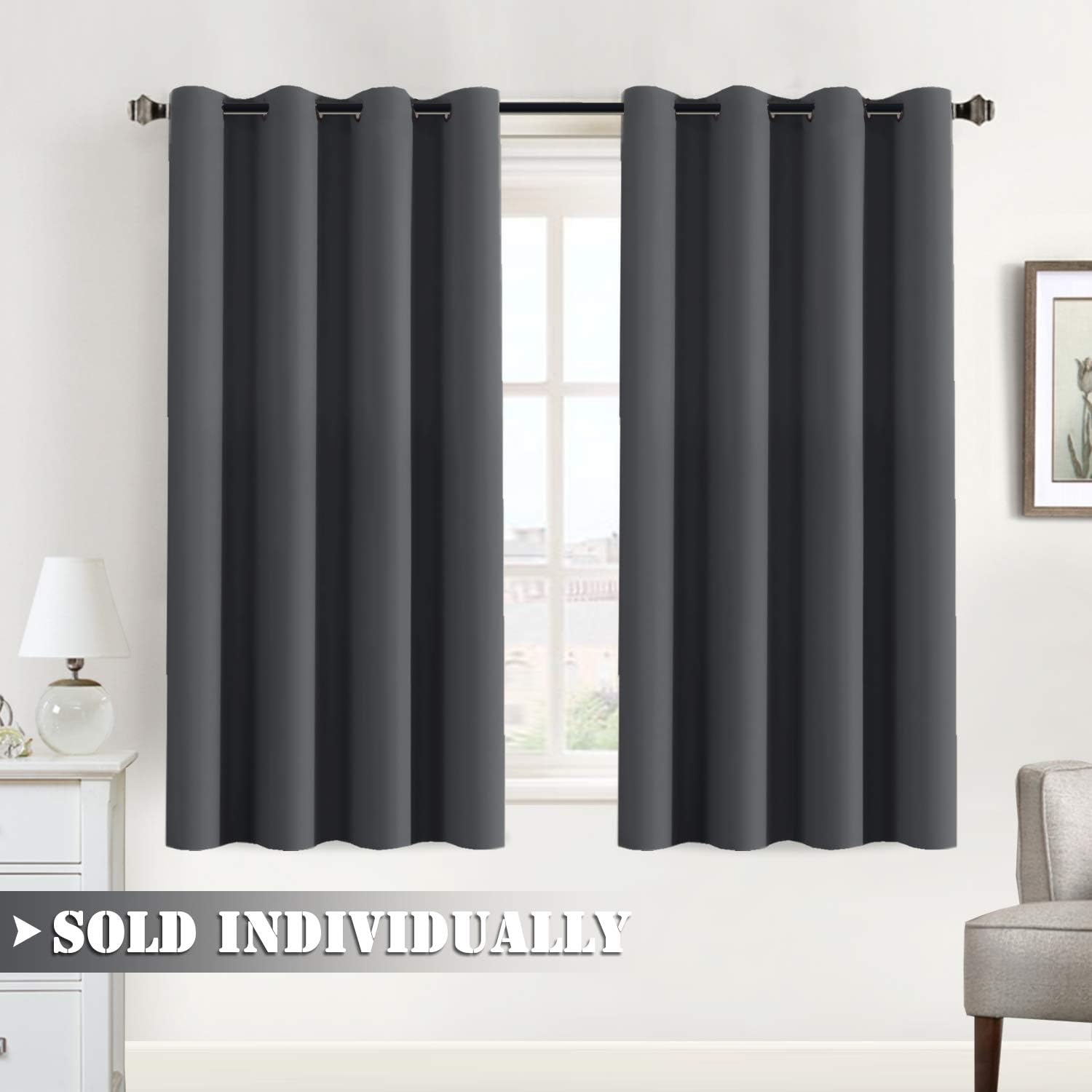 Amazon.com: Flamingo P Dark Grey Blackout Curtains for Bedroom Thermal