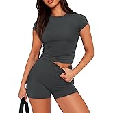 SAMPEEL Womens Two Piece Lounge Sets Casual Summer Outfits 2 Piece Short Matching Clothing Set