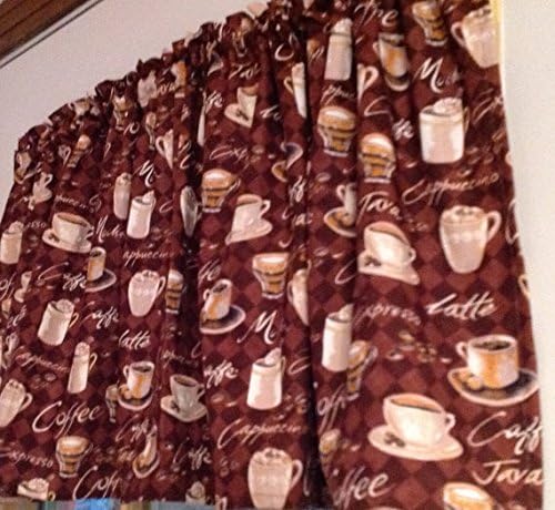 Chocolate Brown Coffee Window Valance 43" W x 15" L Java Mocha Cappuccino Cotton Curtain Topper