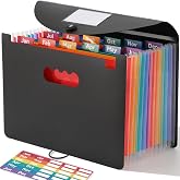 SortRax Monthly 12-Pocket Accordion File Organizer, Letter/A4 Size, Black | Expanding File Folder for Bills, Receipts and Tax