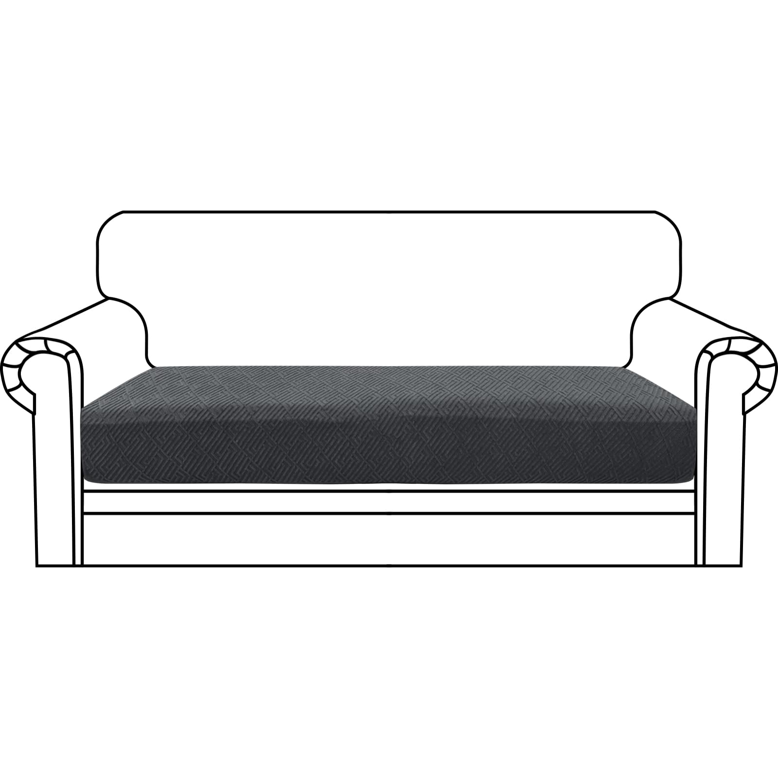 CHELZEN Super Stretch Sofa Seat Cushion Cover, Fitted Sofa Cushion Slipcovers, Soft Couch Cushion Covers, Furniture Protector with Elastic Bottom (2 Seater, Dark Gray)