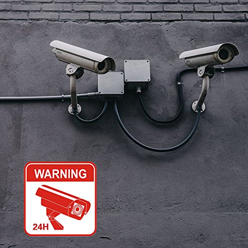 Video Surveillance Warning Stickers â€“ [PACK OF 10] Security Camera Decals â€“ CCTV Vinyl & Weatherproof Signs for Burglary & Theft Prevention â€“ No Trespassing, 24 Hour Alarm, 4 x 4 Inches