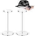 Yookeer 2 Set Clear Acrylic Hat Stands and Wig Display Rack Stands for Multiple Hats Display Tabletop Baseball Caps Watch Tabletop(12 Inch in Height,Round Bottom)