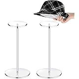 2 Set Clear Acrylic Hat Stand and Wig Display Rack Hat Stands for Display Hat Pedestal Stand Round Barbell Pedestal Display R