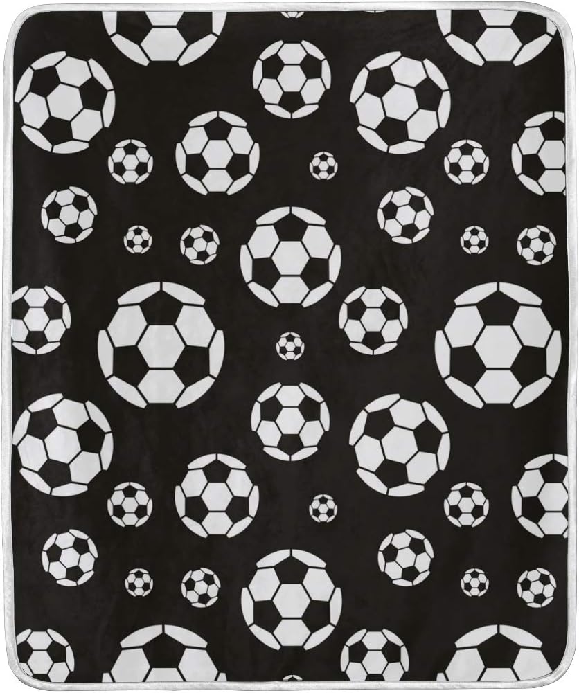 Amazon Com Wihve Home Decor Blanket Black And White Soccer Ball