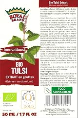 Royal Brand Organic Tulsi Holy Basil Tincture 50ml Glass Drops view 2