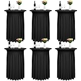 6 Packs Black Round Cocktail Table Skirt 32"x