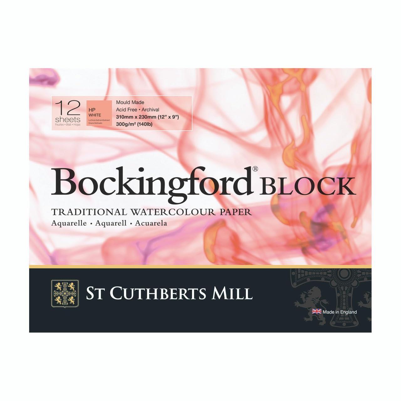 Bockingford Watercolour Block 140lb/300gms 9x12/228x305mm Hot Press