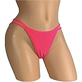 G-String Thong V- String Thong Neon Coral Double Strappy Thong Mini Micro Panty Rave Outfits Clubwear Skimpy Bikini Beach Panties Tanga Underwear Lingerie Exotic Dancewear Panties "Glow in the Dark"