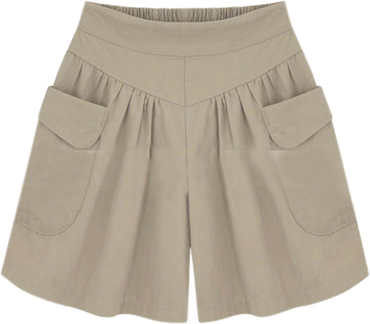 Women Summer Loose Casual Comfy Shorts Culottes Elastic Waist Wide Leg Pants
