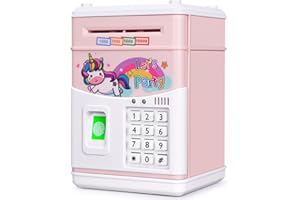 KMiKE Electronic Unicorn Piggy Bank for Kids Cash Cartoon ATM Money Saver Bank for Kids with Password & Music Great Gift Toy for Kids Children (Pink Unicorn)