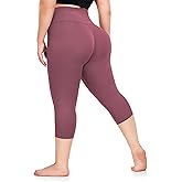 FULLSOFT Plus Size Capri Leggings for Women- XL-4XL High Waist Tummy Control Stretchy Workout Yoga Pants Plus Capris