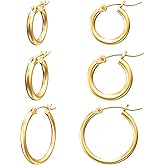Gacimy Gold Hoop Earrings for Women 14K Real Gold Plated Hoops with 925 Sterling Silver Post