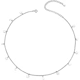 Gapudt S925 Sterling Silver Stars Moon Beads Choker Dainty Necklace for Women Jewelry