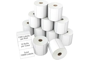 Labelchoice 3-Proof 2"x1" Direct Thermal Barcode Labels Rolls for Zebra LP2824 ZD411 ZD410 ZD421 ZD420 GK420D, 12 Rolls 15600 Pcs Waterproof Return Address Label Used with Rollo MUNBYN Desktop Printer