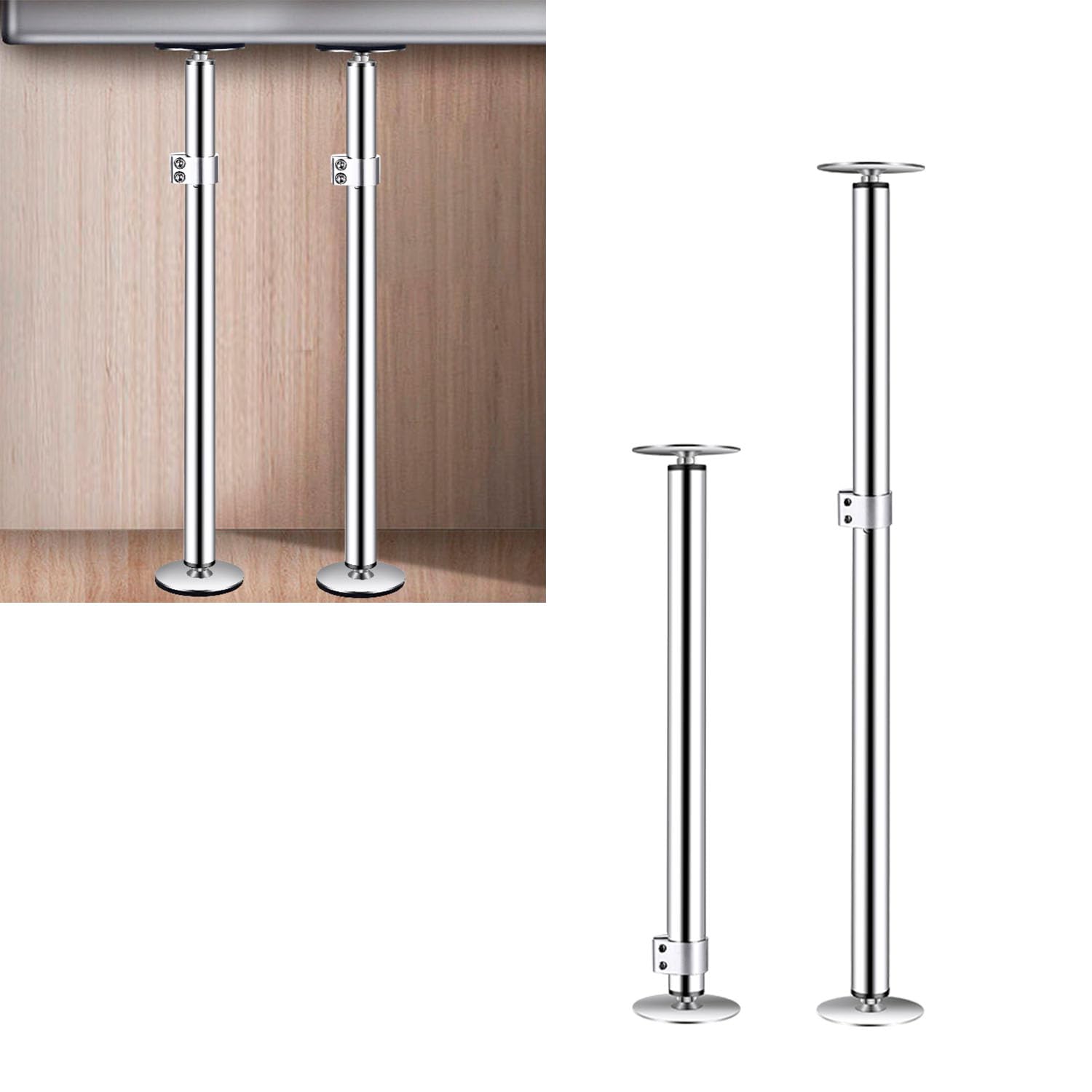 2PCS Undermount Sink Brackets,Undermount Sink Mounting Brackets,Stainless Steel and Adjustable Sink Legs Installation and Repair System Kit for Kitchen and Bathroom Sink(17.2-29.5in)