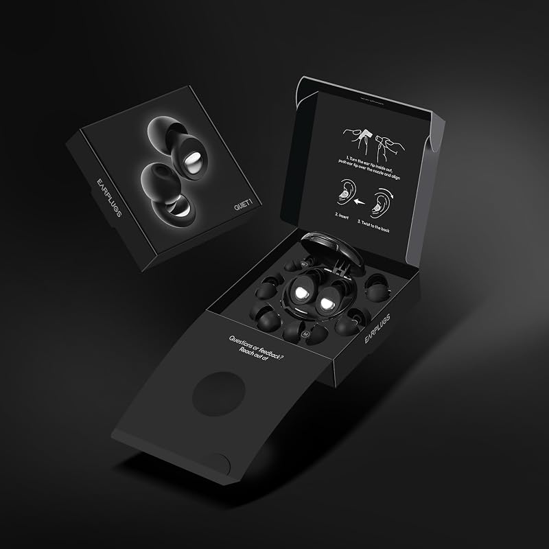Tapones Oídos Ruido Dormir 2.0, 46 dB MuteCore, Silicona, Negro