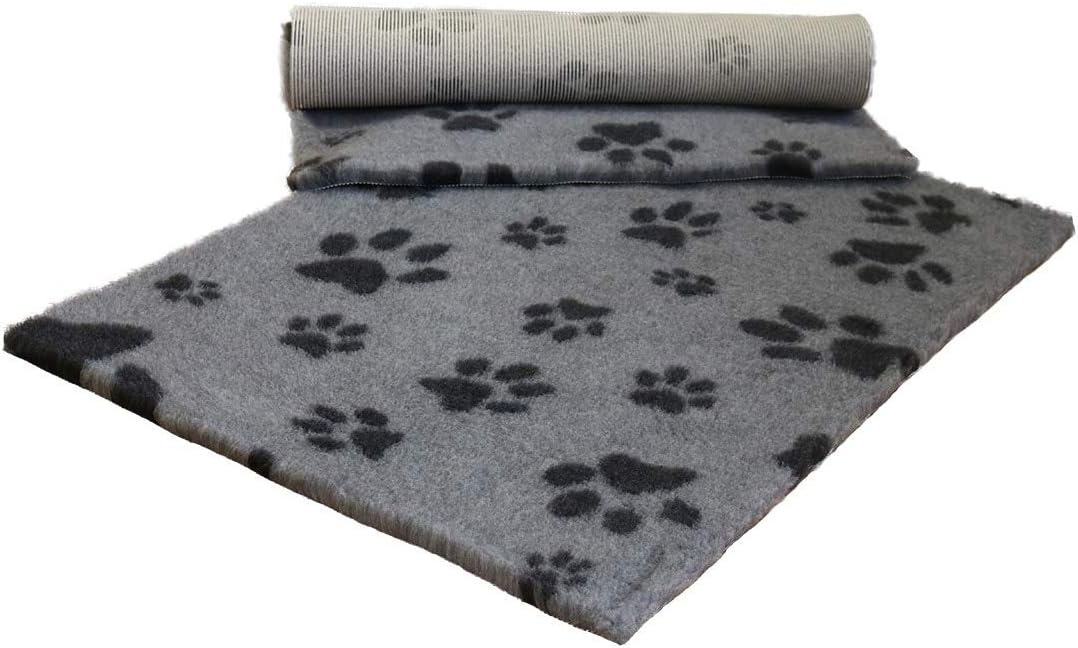 Vet Fleece Bedding, Grey with Charcoal Multi-Paws, 100 x 75 x 3 cm (L x W x H) - Image 5