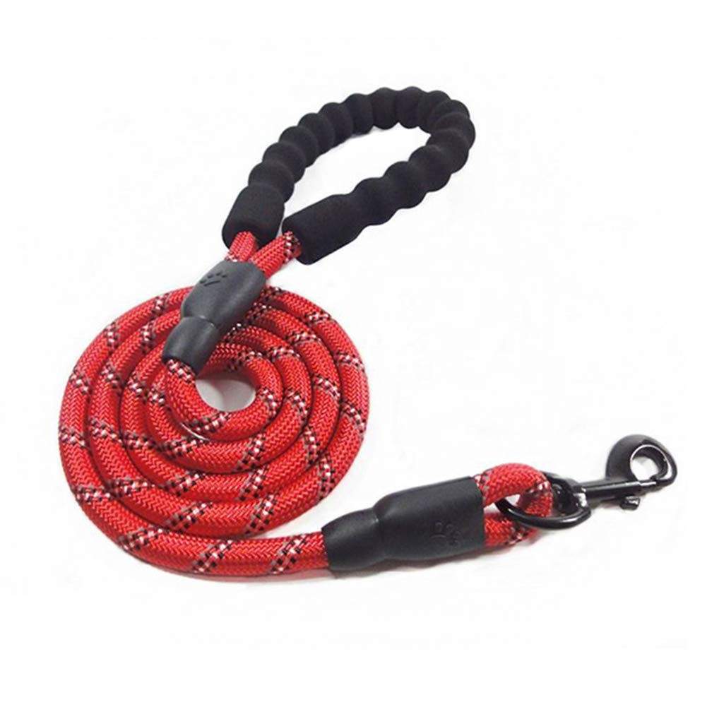 XYDZ Anti Pull Dog Lead with Highly Reflective Strong Shock Absorbing Stretchy Nylon Dog Rope Anti Pull Training Dog Lead for Extra Control Reflective Dog Leash for Medium and Large Dogs - Red