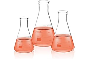 Okulab Conical Flask Set, Glass Erlenmeyer Flask Set, Include Vol.50.150.250ml, Borosilicate Glass 3.3, with Printed Graduation.EFNGS3A1