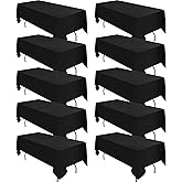 10 Pack Black Tablecloths for 8ft Rectangle Tables 60 x 126 Inch - Polyester Table Cover Stain and Wrinkle Resistant Washable Fabric Table Clothes for Wedding Party Banquet Reception Restaurant