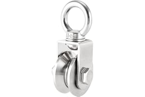 Luxinika 2 Inch V-Type Pulleys for Rope, Stainless Steel M10 Swivel Pulley Block with Bearing, V-Groove Roller Single Pulley 