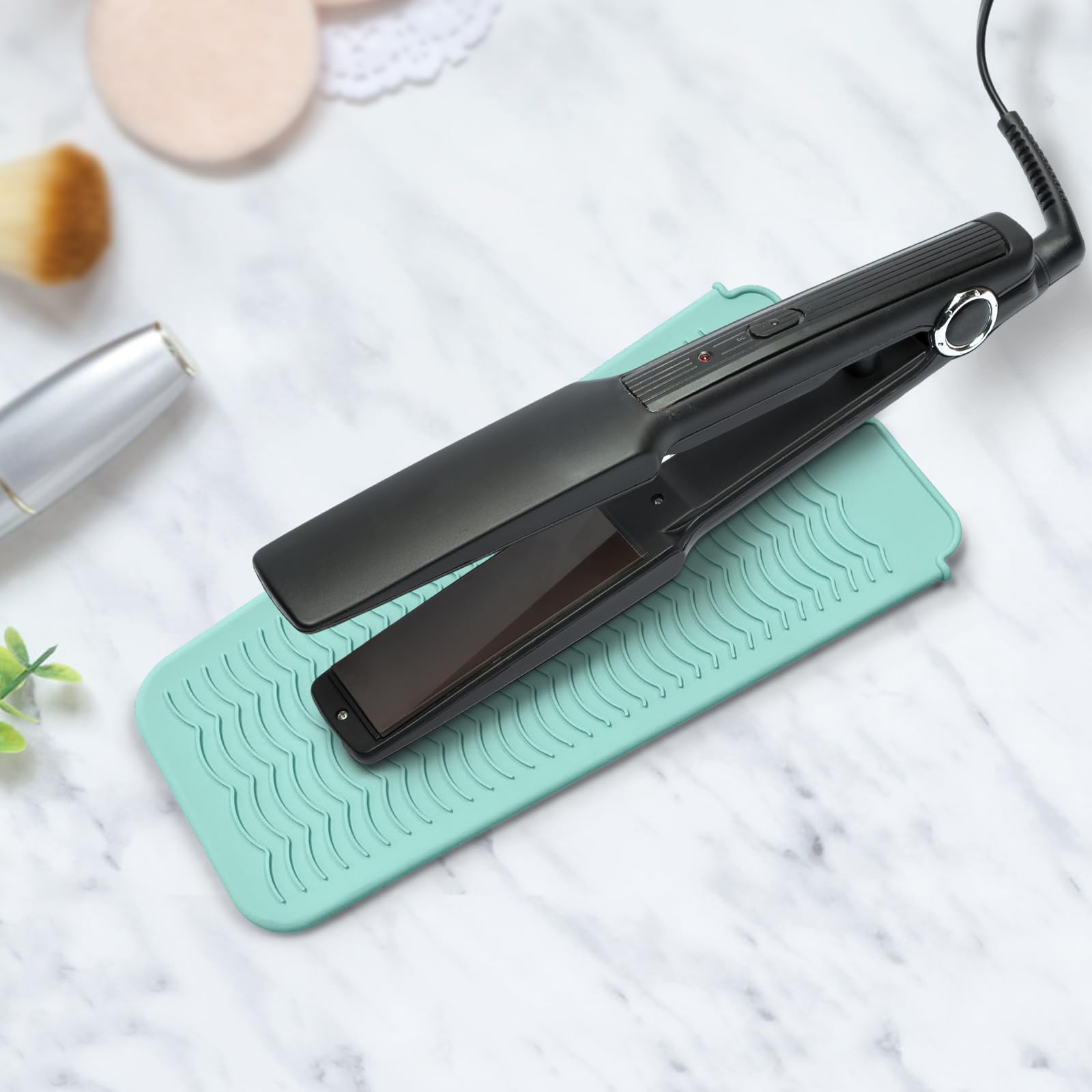 Resistant Silicone Mat Pouch for Flat Iron, Curling Iron,Hot Hair Tools, blush green, Silicone Mat