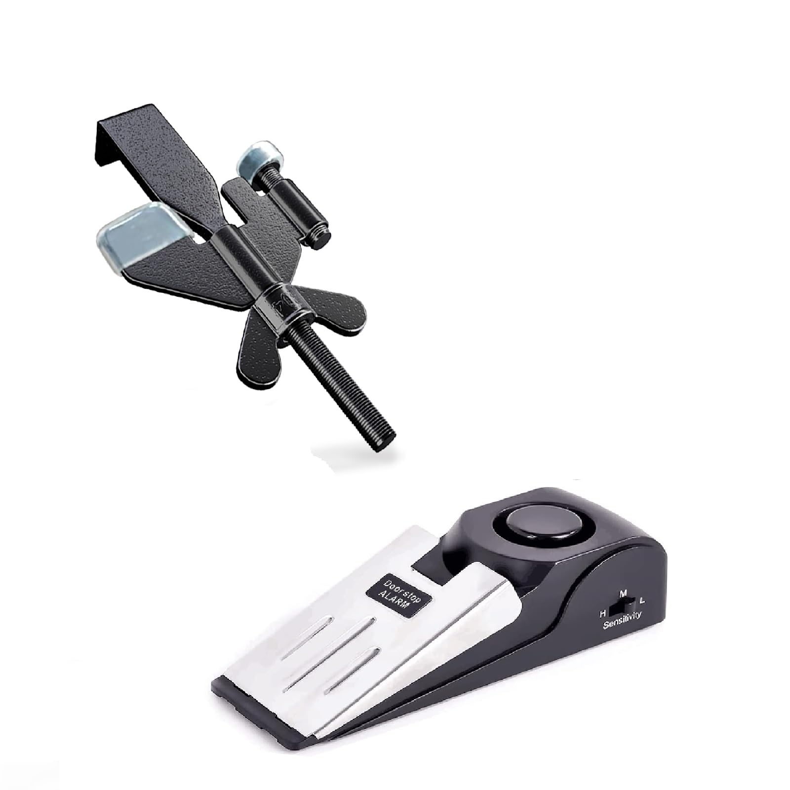 Photo 1 of 1 Pack Door Stop Alarm with Adjustable Portable Door Lock 120 dB Travel Door Stopper Door Wedge Alarm with 3 Levels Sensitivity for Hotel, Home, Apartment