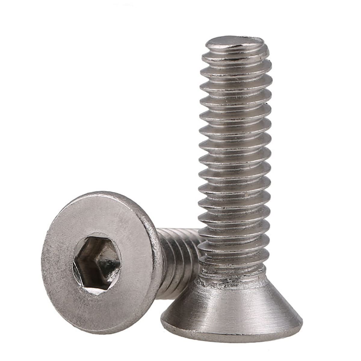 MACHSWON 10 PCS Hex Head Screw Bolts 10#-24 * 3/8 304 Stainless Steel American Hex Tap Bolts Countersunk Head Socket Thread Hexagon Screws