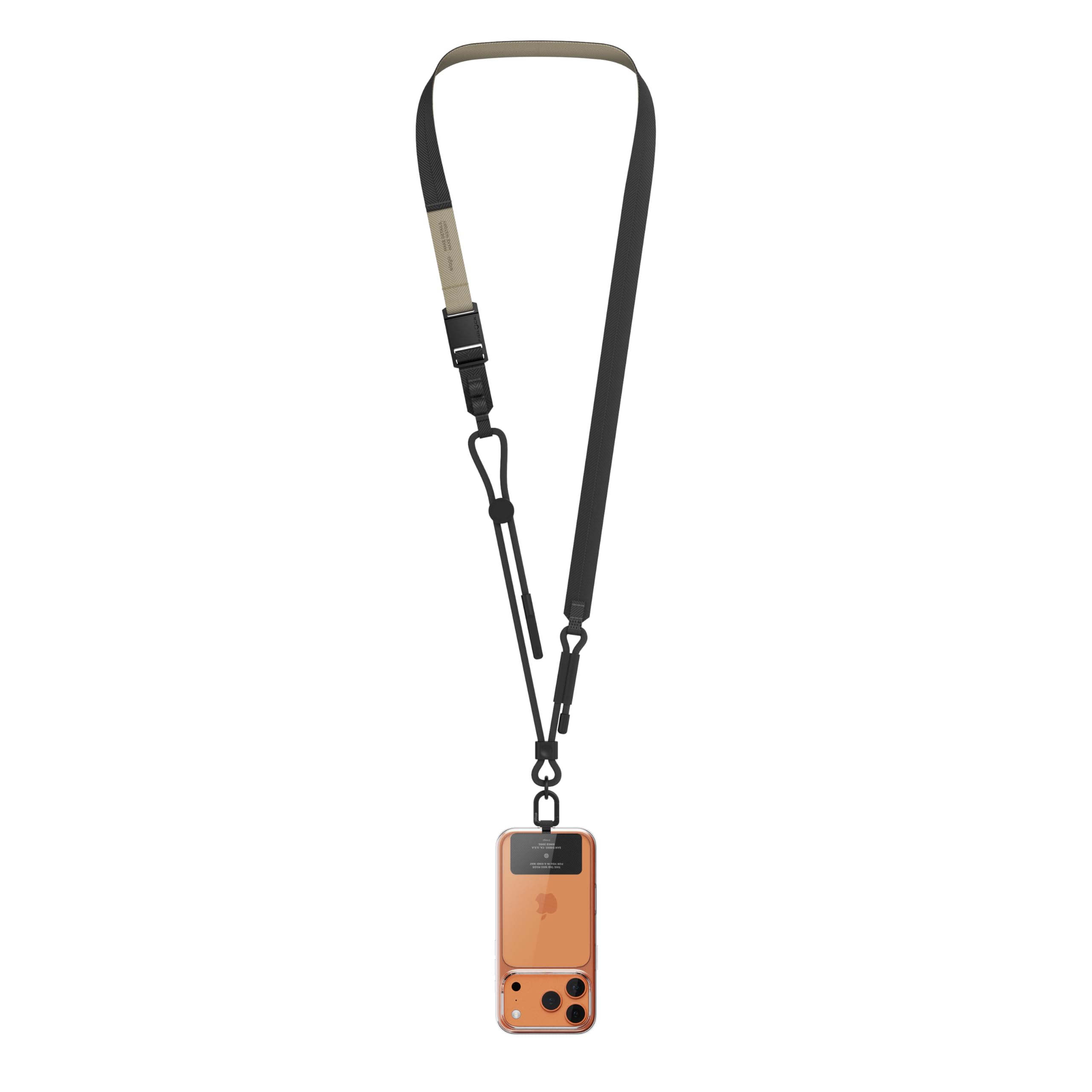 elago Phone lanyard Compatible with All Smartphones - 2 Type Phone Tabs, Adjustable Crossbody and Neck Strap with FIDLOCK Magnetic Buckle and Carabiner - Durable and Strong, Premium Material (Black)